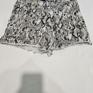 Kut from the Kloth Snake Print Denim Shorts - Black & Cream
